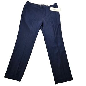 Calvin Klein Jerome X Slim Fit Blue Charcoal 100% Wool Dress Pants 40W 32L NEW